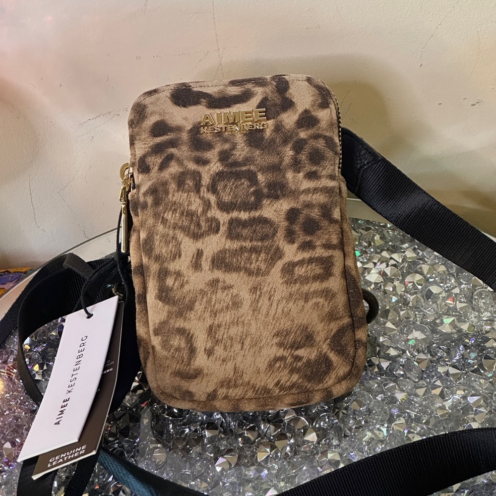 NWT - Aimee Kestenburg Calf Hair Amazon Leopard Print Phone Bag. Retail $118.00